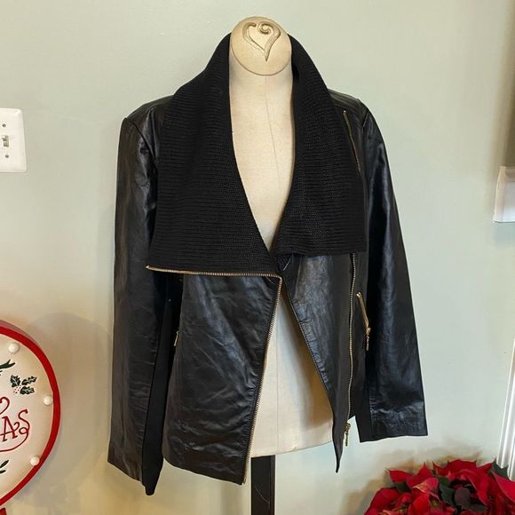 NWT Iman Global Chic Leather Moto Jacket Sz Small - Picture 3 of 7